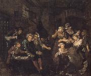 William Hogarth Prodigal son in prison oil painting